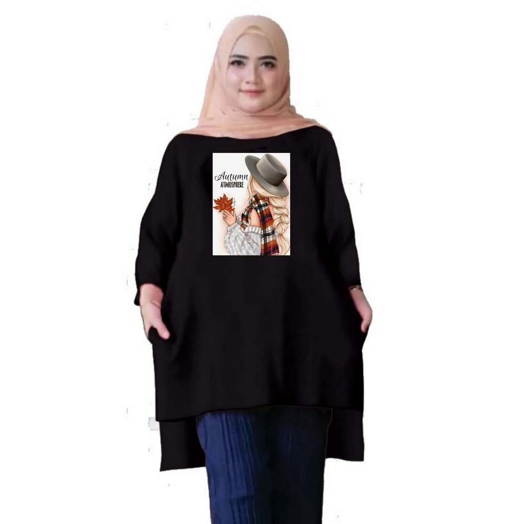 Atasan Baju Tunik Kaos Wanita Oversize LD 130 Cm Terbaru 2023 Viral Gambar DTF Bahan Kaos Babyterry . Atasan Baju Wanita Santai Tunik Wanita Dewasa Cewek Jumbo Kekinian Murah Big Size Autumn Atmosphere