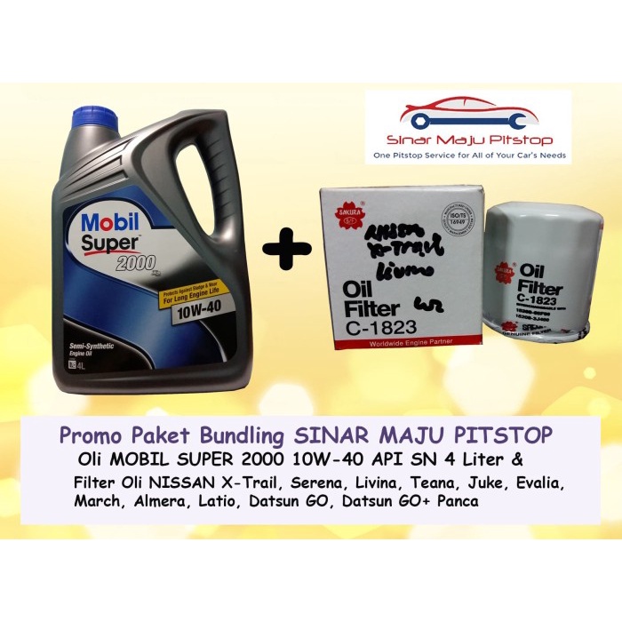 Paket Oli MOBIL SUPER 10W40 & Filter Oli DATSUN GO & GO+ PANCA & CROSS ORIGINAL