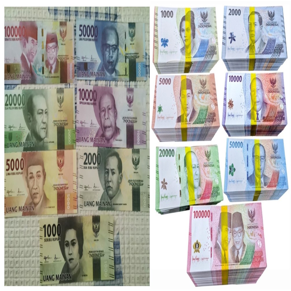 25 Lembar Uang Kertas Mainan Menggunakan Kertas Glossy