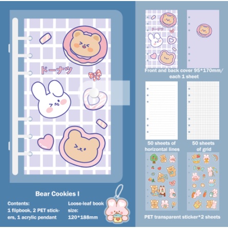 

purple / Jurnal Perjalanan Kit / Kartun Buku Catatan Isi Ulang / Loose-Leaf Wisatawan / Buku Catatan Harian untuk Anak Perempuan