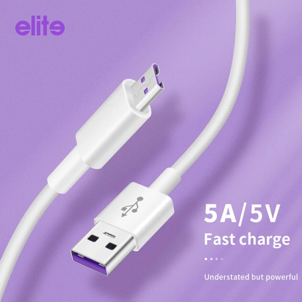 ELITE Kabel Data 5A Turbo Support Super Fast Charging 1Meter Usb Type C - Micro Usb 2.0 V8 Cable Charge Original