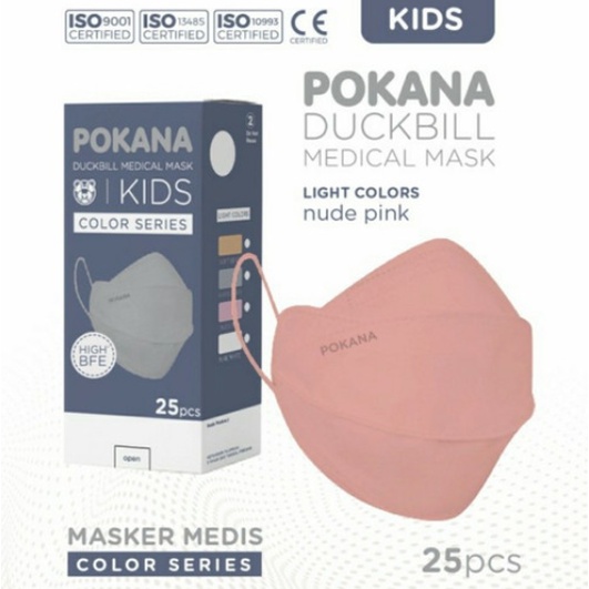 Masker Duckbill Pokana KIDS Masker Medis 4ply WARNA NUDE PINK