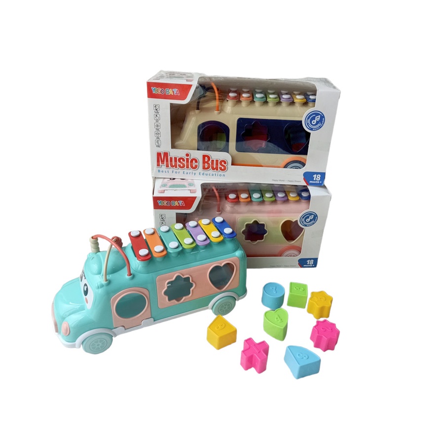 [YE19] Mainan Edukasi  Anak Xylophone Happy Music Bus Musik