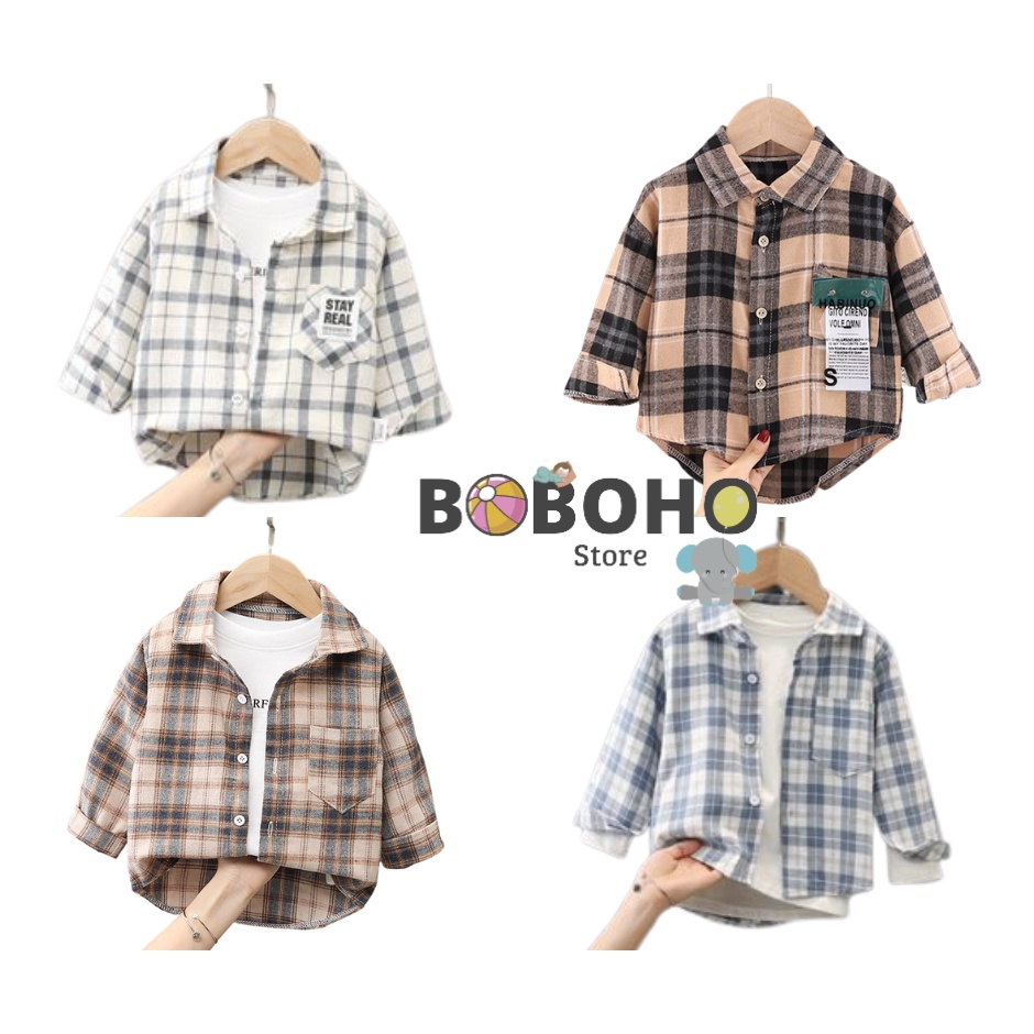 BOBOHO - 0-5 TH KEMEJA IMPORT ANAK LAKI LAKI LENGAN PANJANG / KEMEJA BAYI PREMIUM PART 3