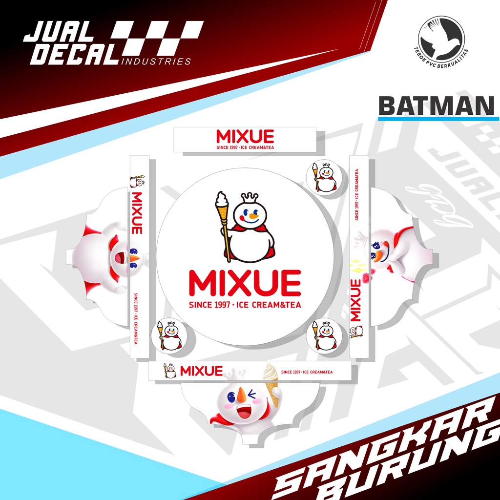 Stiker Decal Tebok Lovebird ES KRIM MIXUE Variasi Sangkar Kandang Burung Batman Pleci Love Bird