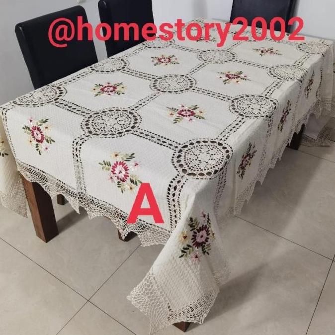 TAPLAK MEJA SPESIAL TAPLAK MEJA MAKAN KAIN KATUN RAJUT SULAM PITA KURSI10-12 GB545YH