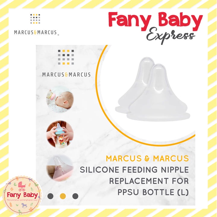 MARCUS &amp; MARCUS SILICONE FEEDING NIPPLE REPLACEMENT FOR PPSU BOTTLE