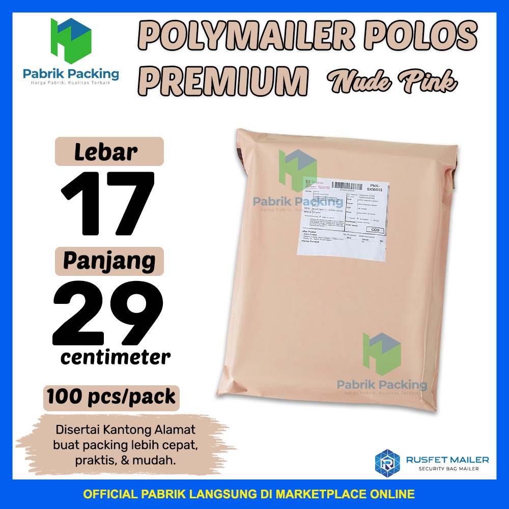 

Polymailer Amplop Rusfet Peach Polos 17x25 / Per Pack Murah