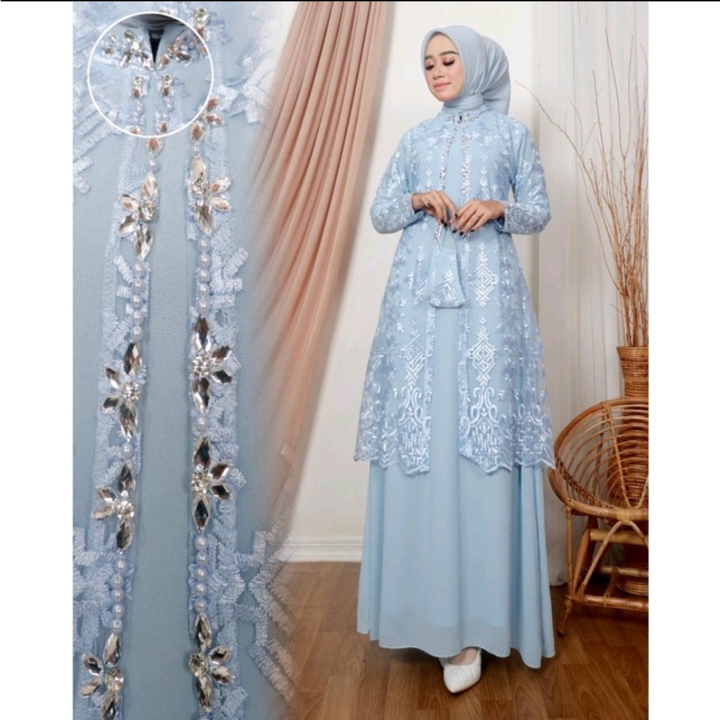 Sartika Dress Aulia 2 in 1 Brokat Premium Dress Brokat Kondangan Dress Tile Kondangan Wedding Dress Gamis Brukat Jumbo xxl Ld 120cm Gamis Brokat Jumbo Gamis 2 look in 1 Gamis Lebaran Gamis Remaja Muslimah Seragaman Pernikahan Outfit Bridesmaid Warna Sage