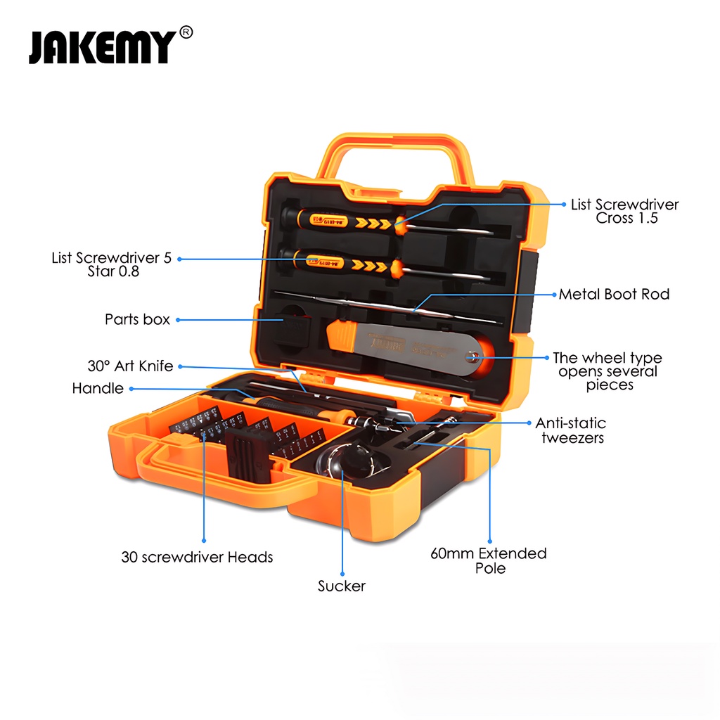 Jakemy Obeng Set 45 in 1 Precision Screwdriver Repair Tool Box Kit - JM-8139