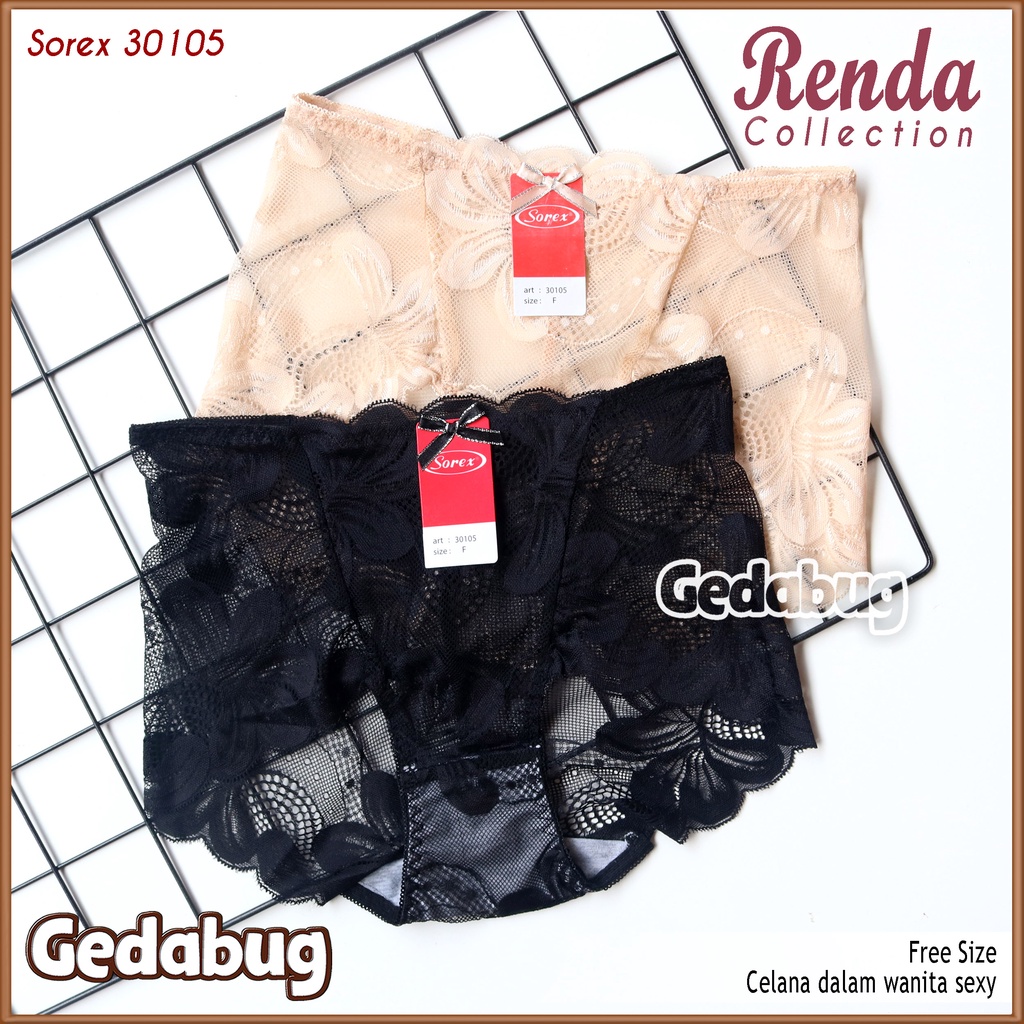 CD Sorex 30105 | Celana Dalam Wanita dewasa Semi Transparan Renda Bunga | Gedabug