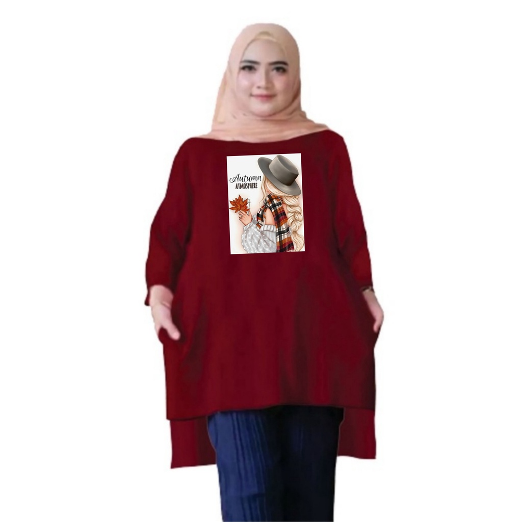 Atasan Baju Tunik Kaos Wanita Oversize LD 130 Cm Terbaru 2023 Viral Gambar DTF Bahan Kaos Babyterry . Atasan Baju Wanita Santai Tunik Wanita Dewasa Cewek Jumbo Kekinian Murah Big Size Autumn Atmosphere