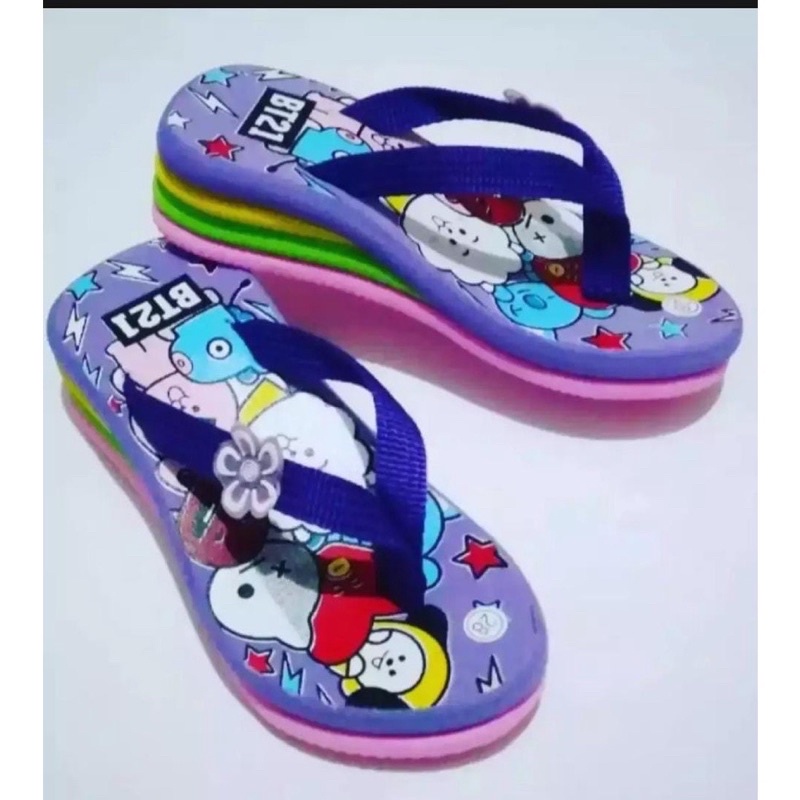 Promo sandal anak Wedges Pelangi BT21 Lucu
