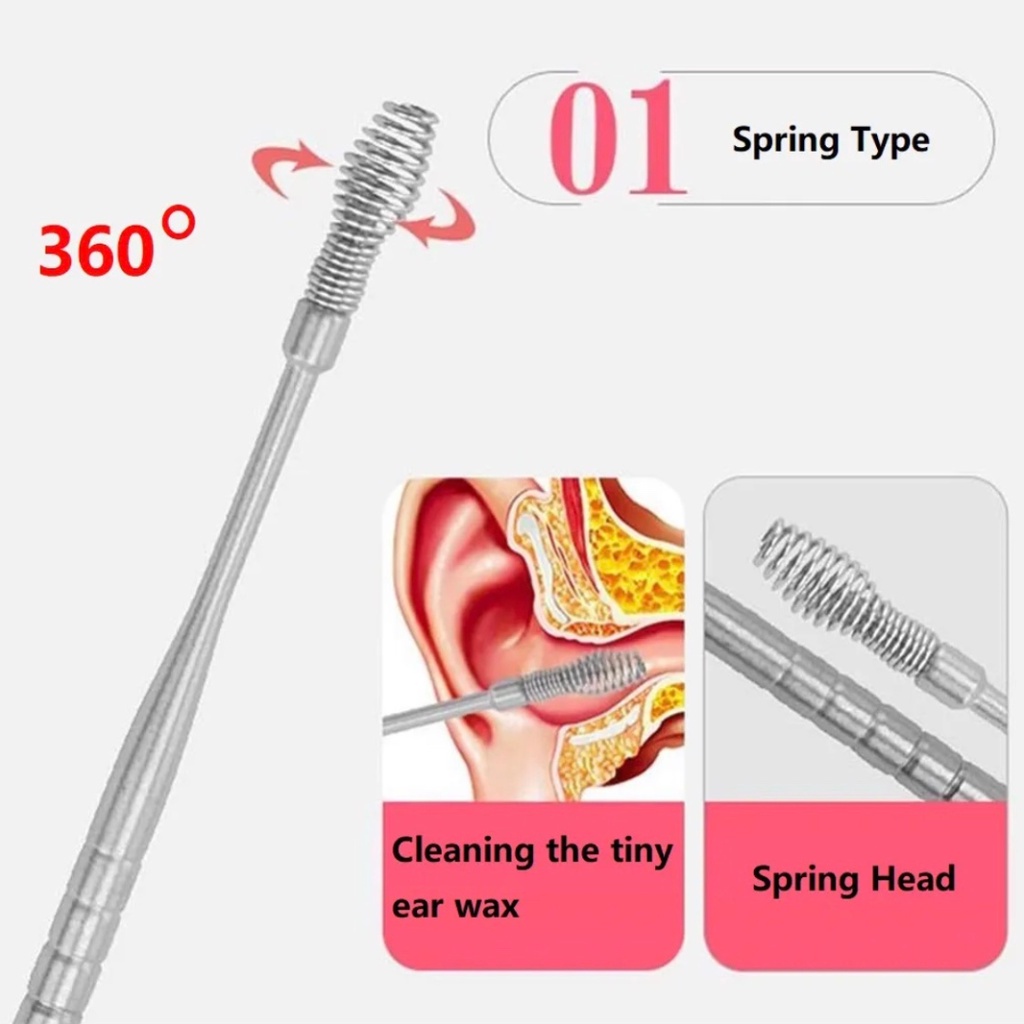 Korek Kuping 5 in 1 Stainless Steel Alat Pembersih Kotoran Telinga Ear Wax - BUM