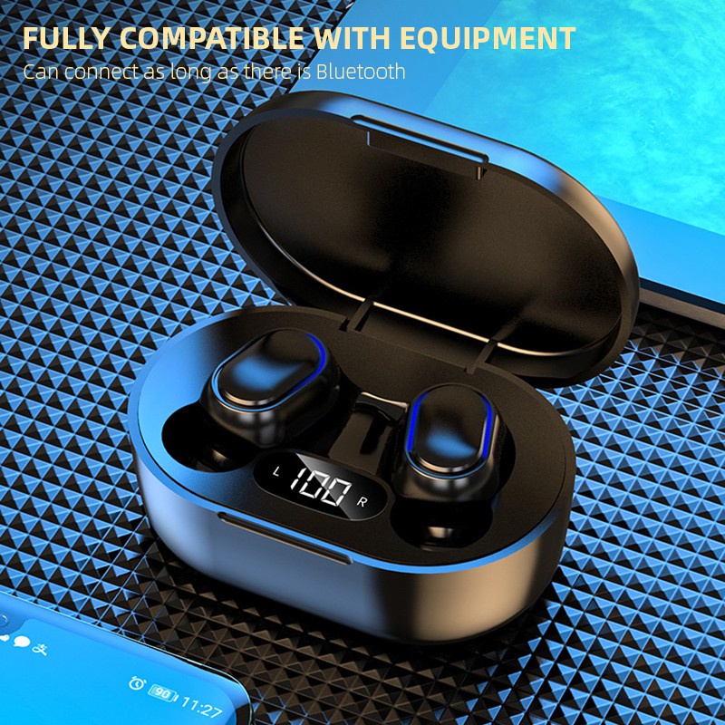 [COD/INSTAN] Headset Bluetooth E7S TWS Design Digital Led Display Earphone 8D Wireless Earphone