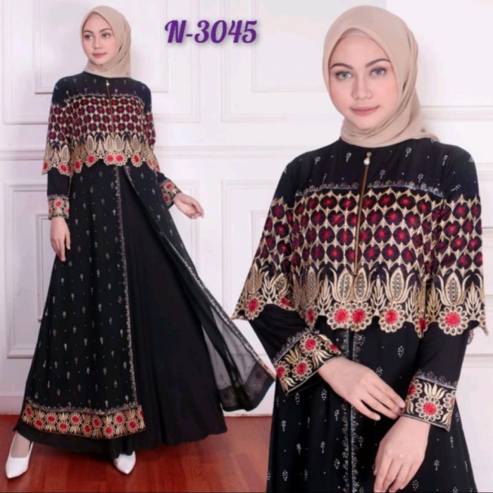 Gamis Gamis Abaya Turkey arab Jersy Import Mix Ceruty PremiuM /gamis terbaru - Hitam, M(V8M1) Abaya 