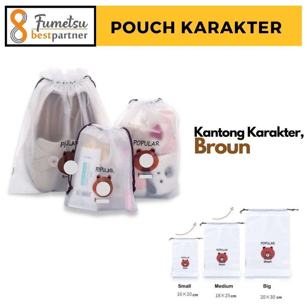 Travel Pouch Besar Organizer Serbaguna Tas Serut Kosmetik Anti Air Motif Random  Lucu Termurah