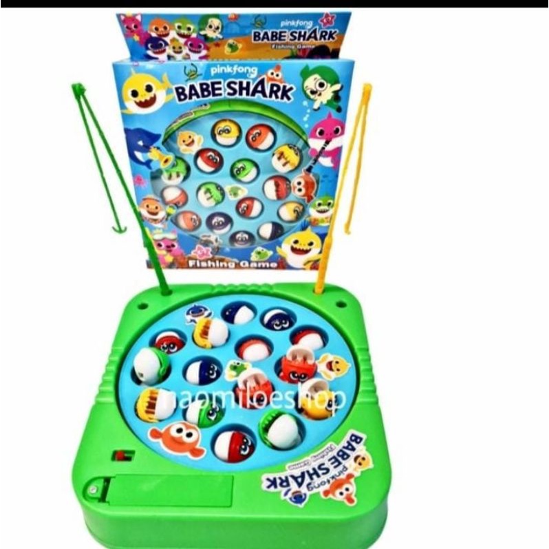 mainan pancingan ikan baterai fishing game baby shark fishing