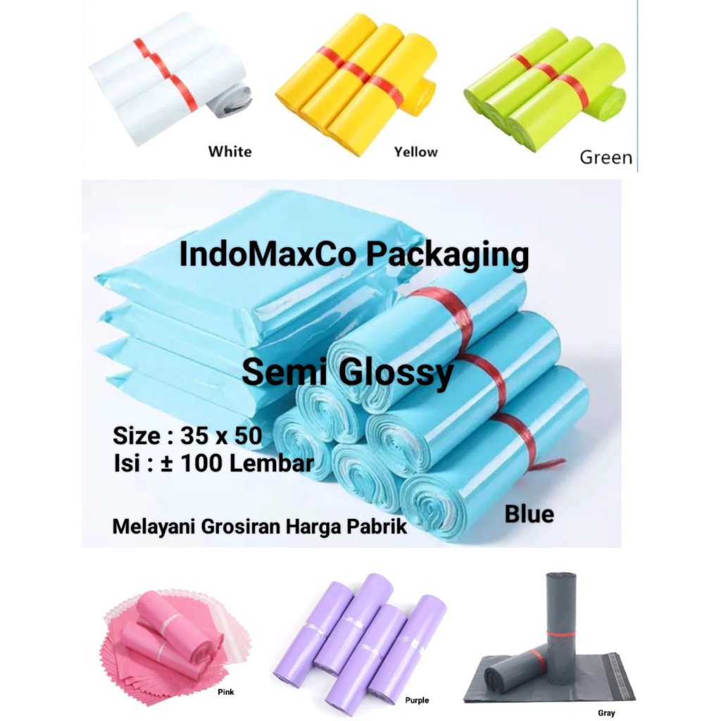 

Polymailer Kantong Plastik Packing Semi Glossy Warna 35 x 50 Cm / Plastik Packing Baju, Accesories / Packing Olshop