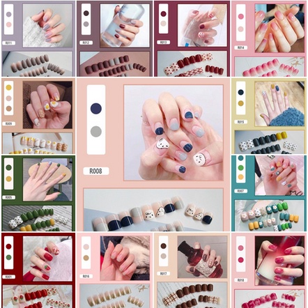 Kuku Palsu Dan Lem Fake Nail Art 3d Kuku Palsu Tahan Air 24 Pcs