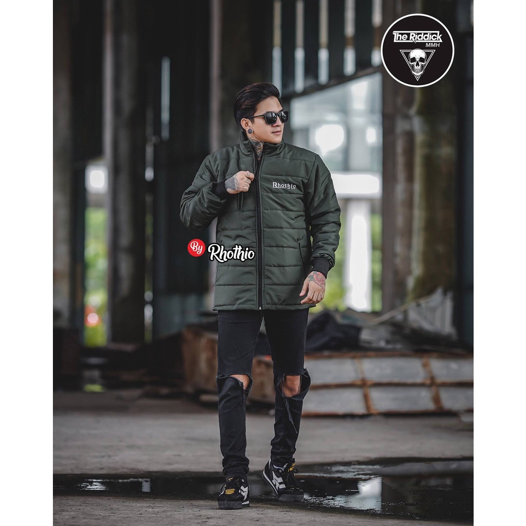 jaket puffer Kerah Rib Rhothio musim dingin jaket winter harajuku jaket gelembung tebal jaket warna warni terbaru dan terlaris