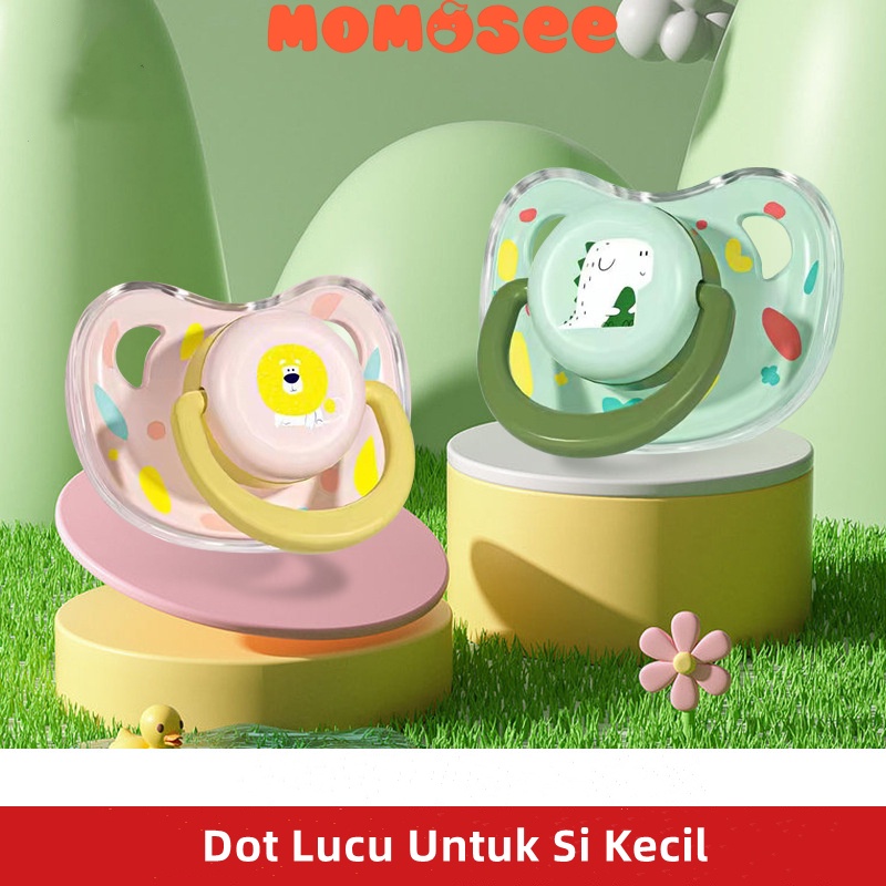Momosee Dot Empeng Bayi Datar Silikon BPA Free Empeng Bayi 0 Bulan Free Kotak Empeng BB14