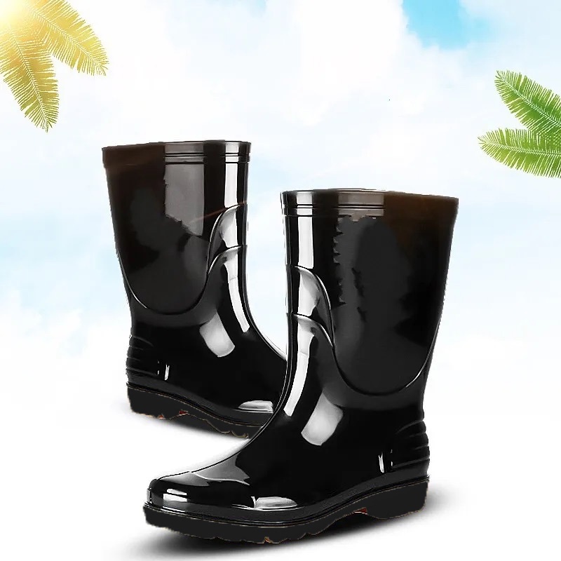 SEPATU BOOT PRIA WANITA KARET JEEP HITAM KERJA PROYEK ANTI AIR BAHAN PVC BOOTS MURAH