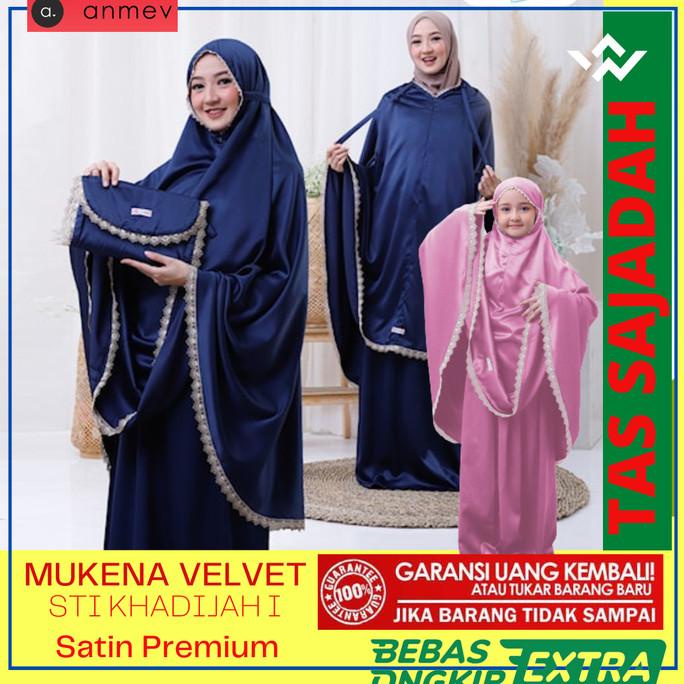 Mukena Sti Khadijah Dewasa Jumbo Travel Anak Silky Satin Sutra Premium