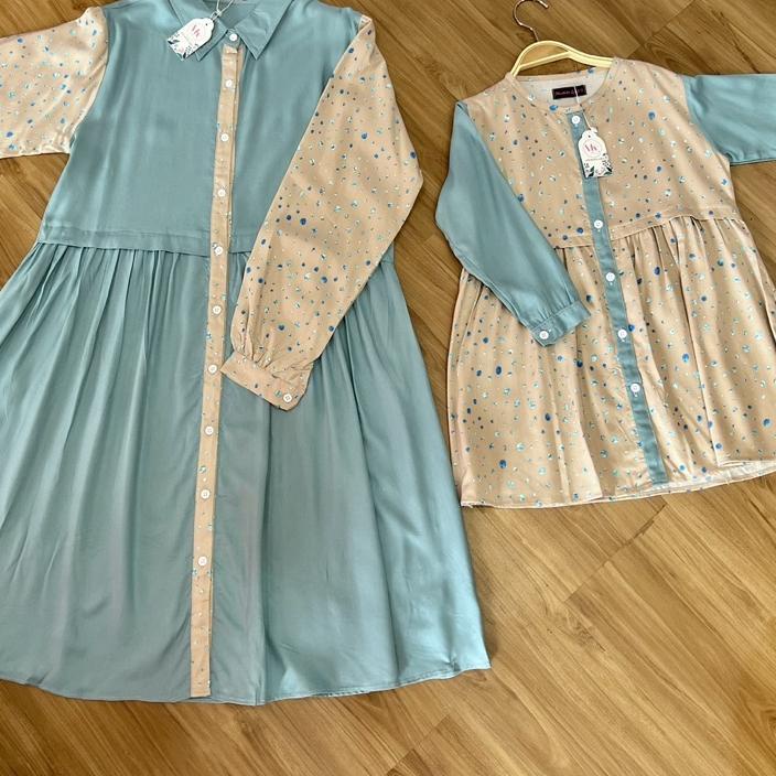 ♖ TUNIK COUPLE IBU DAN ANAK TUNIK KOMBINASI POLOS MOTIF KOKA TUNIK ♝