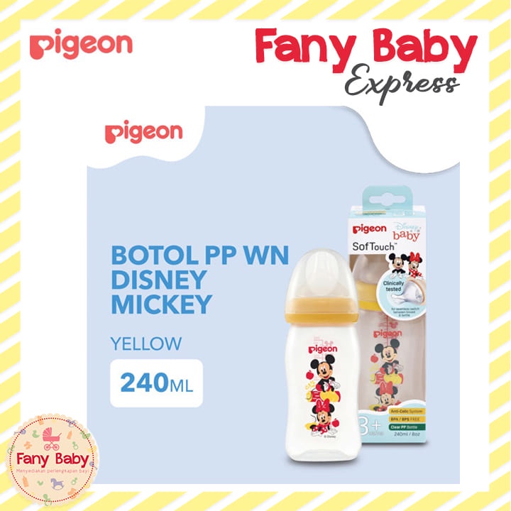 PIGEON DISNEY BABY SOFT TOUCH CLEAR PP WIDE NECK BOTTLE 240ML