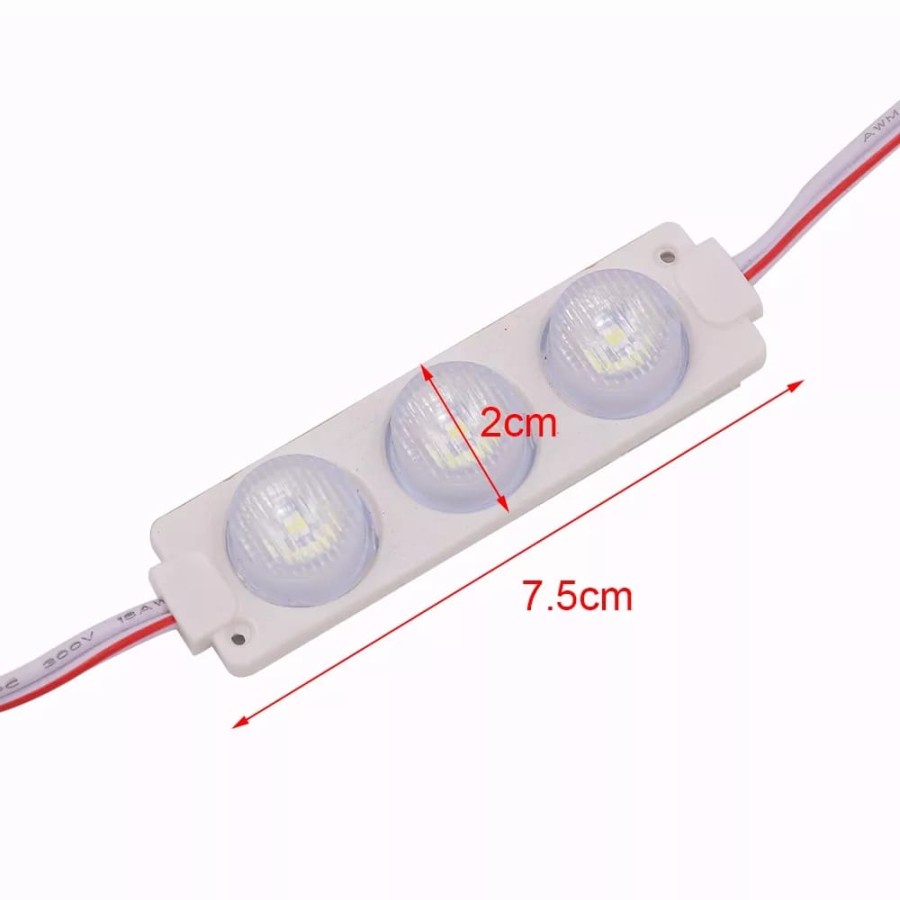 LAMPU LED MODUL STRIP 3MATA 12V MODUL MATA TIMBUL WATERPROOF