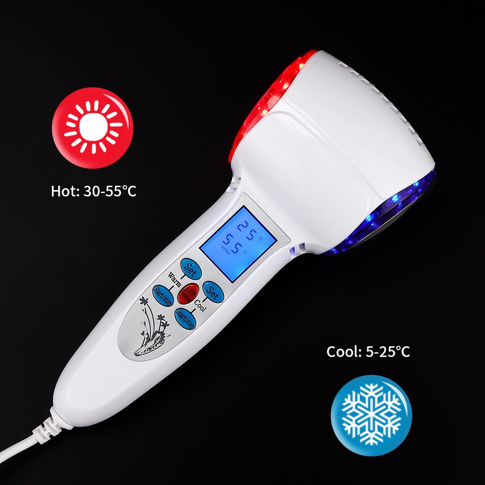 Cold &amp;Hot Hammer Palu Setrika Wajah Panas Dan Dingin Dengan Layar Lcd Kontrol Panas Dan Dingin 1-3 Hari Cahaya Biru PDT Light Ice Cooling Hammer Alat Facial Portable Mengecilkan Pori-pori Menenangkan Kulit