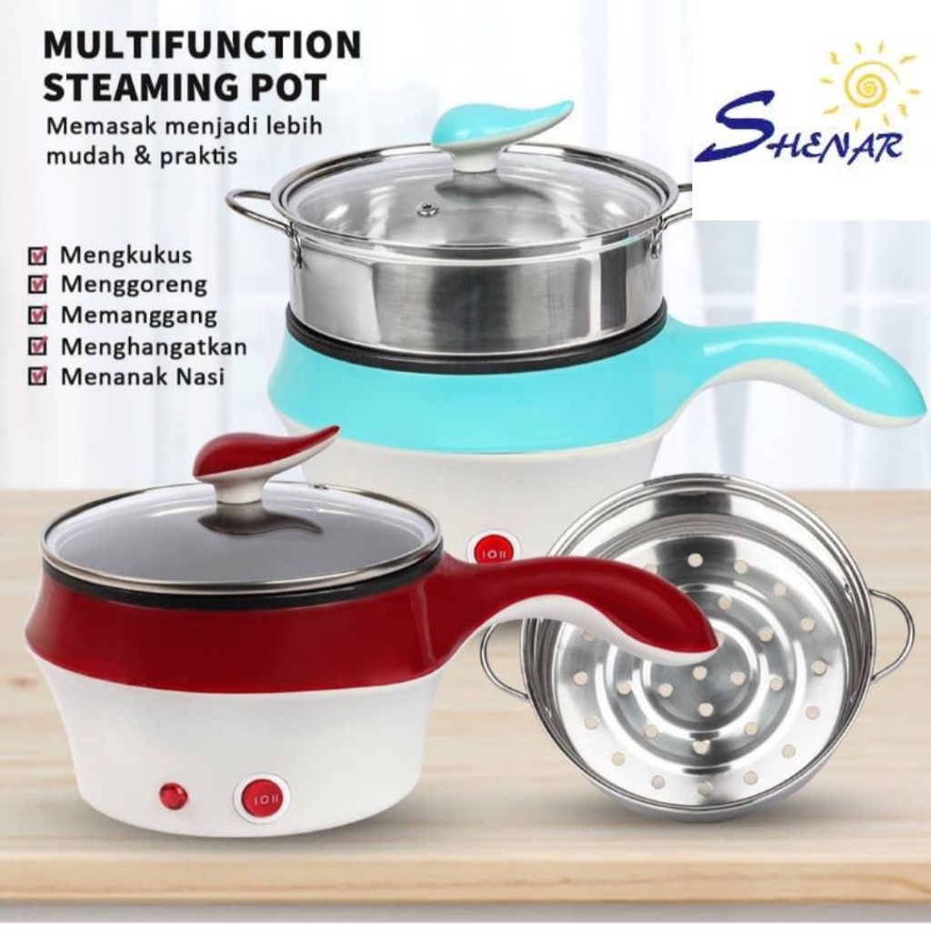 SHENAR,(COD) [Free Kukusan] Multifunctional Electric Fry Pan Panci Listrik Lapisan Keramik 1.5L