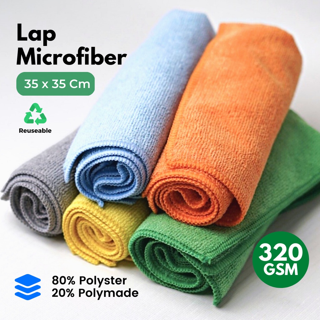 Kain Microfiber Lap Multifungsi 2 Sisi Halus 30x30 Cm 300 Gsm