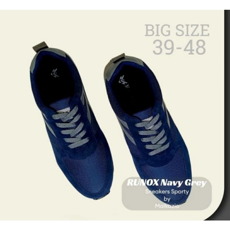 RUNOX Sport / Sepatu JUMBO Pria 39.48 Sneaker Sport Olahraga BIG Size Navy.304 Running Suede Shoes OVERSIZE