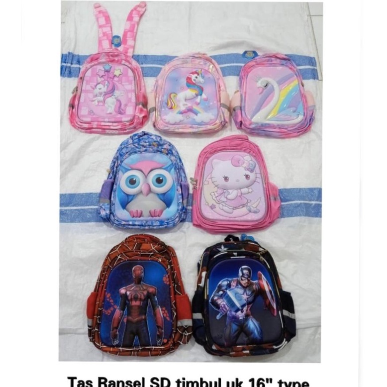 TAS RANSEL ANAK SD 16INCH BAHAN KANVAS WATERPROOF MERK HSD IMPORT