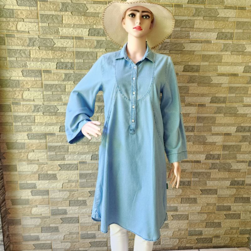 Atasan Kemeja Blouse Tunik Point one Ori