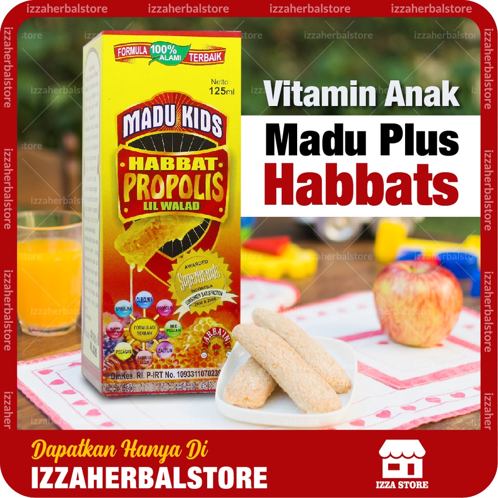 Vitamin Anak Penambah Nafsu Makan Madu Kids Habbat Propolis Lil Walad Kemasan 125ml Terpercaya