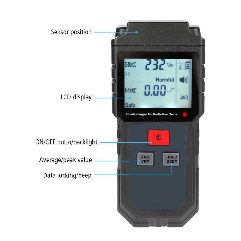 KKmoon Digital Electromagnetic Radiation Field Dosimeter Detector - ET825