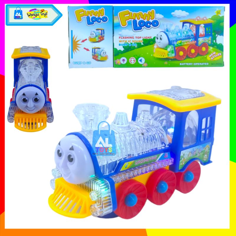 Choo Choo Happy City Train Mainan Lokomotif Kereta Musik Lampu dan Bisa Berjalan OCT5023