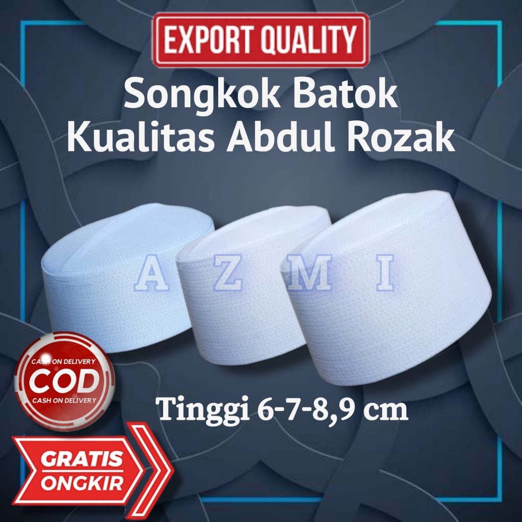 Promo Diskon Peci Kopiah Batok Habib bahar bin Smith - Putih tinggi 7cm , 7 Cm Original Abdul Roz