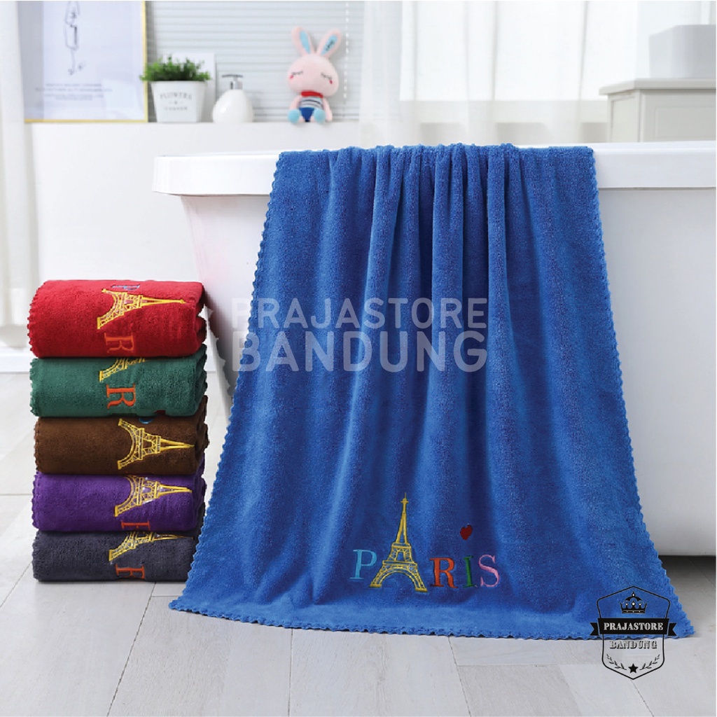 Handuk Mandi Bulu Bordir Paris 70cmx140cm Microfiber Lembut Jumbo Tebal Anduk Dewasa Import Menyerap Air Premium Murah Anduk Guci Embos Import Lebar Halus Pria Wanita Yg Nyerap Dan Serap Ukuran Besar Ukran XXL Hanuk Motif Haduk Impor Cowok Cewek