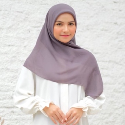 [ COD ] Bella Square 50 Warna Hijab Jilbab Segi Empat Smoke Grey Premium