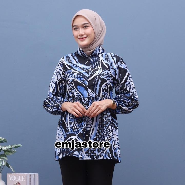 BLUS BATIK LENGAN KARET BALON MOSTERA