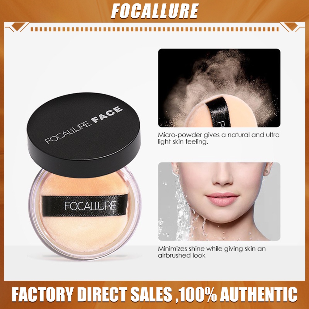 FOCALLURE Powder Professional Brand Pressed Silky Smooth Loose Powder Bedak Padat Glowing Air Dan Tahan Lama FA15