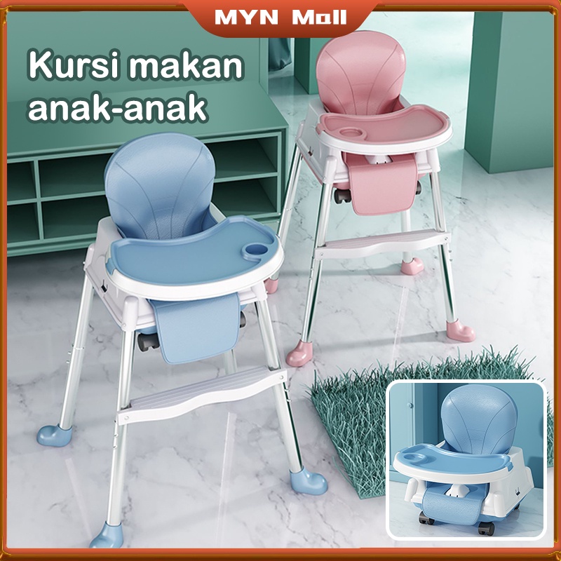 Kursi Makan Bayi 4 In 1/Kursi Makan Bayi Lipat/Dilipat Baby Chair/Kursi Bayi Kursi Makan Bayi/High Chair/Baby Booster /Bisa Meluncur Dengan Roda/Lipatan Satu Tombol/Ketinggian Yang Dapat Disesuaikan/Dengan Piring