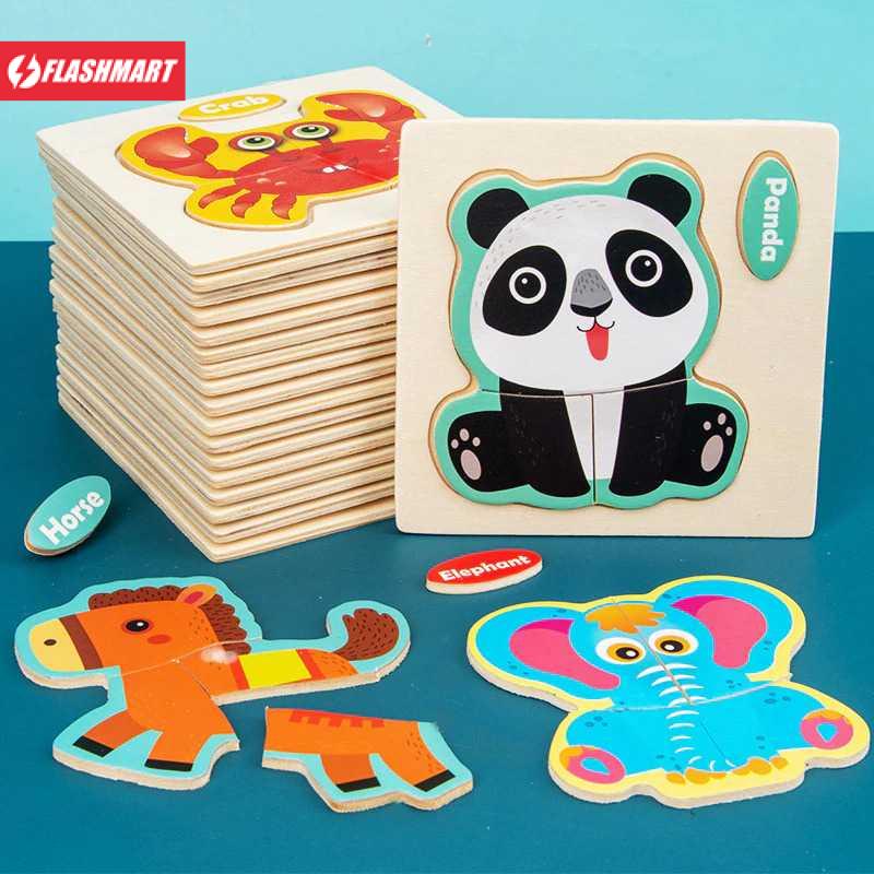 Flashmart Mainan Anak Montessori Puzzle Children Toy Model Kereta - HX2802