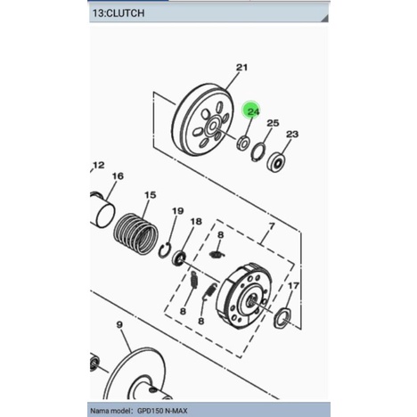 mur as mangkok pully cvt belakang nmax aerox 155 ori