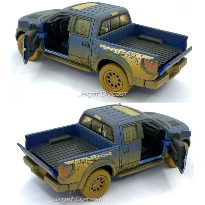 KINSMART FORD F-150 SVT RAPTOR SUPERCREW BLUE (MUDDY) TERLARIS