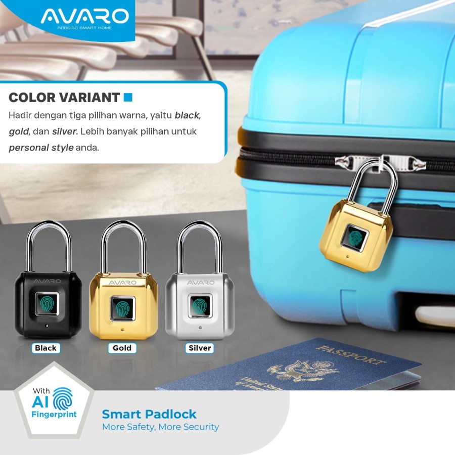 Avaro SL06 Smart Padlock Gembok Pintar AI Intelligence Zinc-alloy Steel